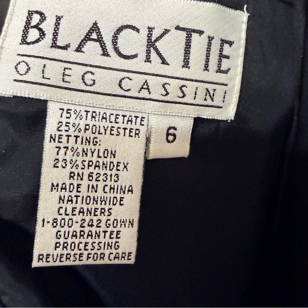 Black Tie Oleg Cassini VTG Beaded Cocktail Sheath Mini Dress Black 6 Sheer Mesh - Picture 8 of 11